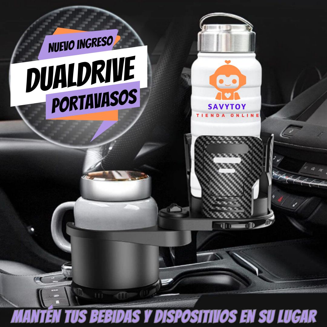 DualDrive Pro - Portavasos y Soporte Multifuncional 2 en 1 con Base Giratoria 360°